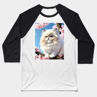 Persian cat in a cherry blossom tree - Modern digital art Baseball T-Shirt